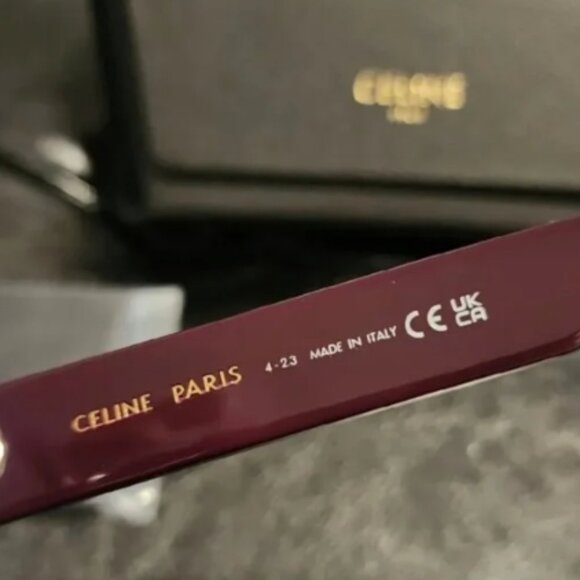 CELINE Triomphe 52MM Oval Sunglasses Violet Burgundy - Picture 5 of 6